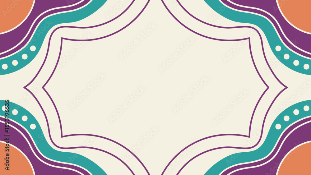 Colorful abstract geometric frame with retro style elements for background or design usage