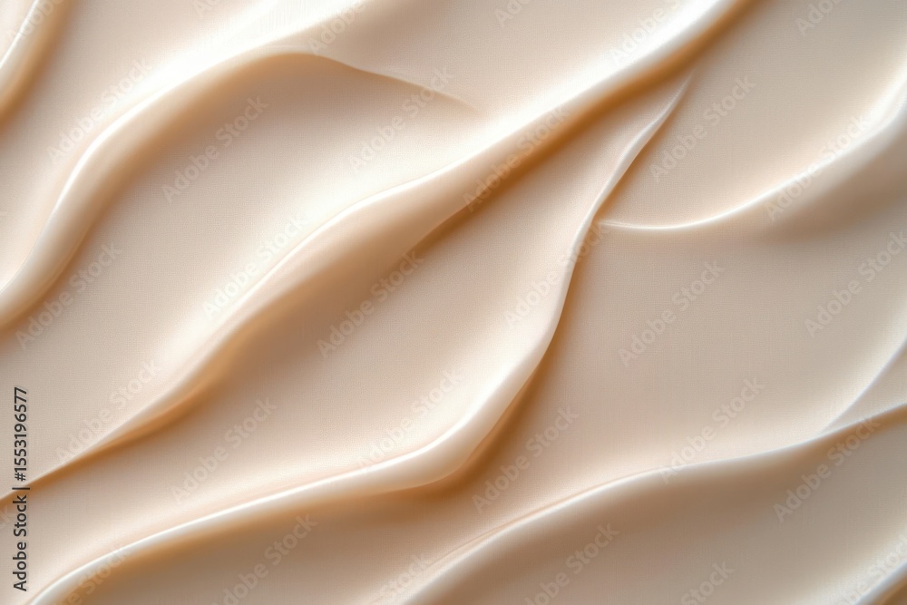 Obraz premium Close-up of smooth, creamy beige textured surface with flowing, wavy patterns and soft shadows creating a gentle, calming effect