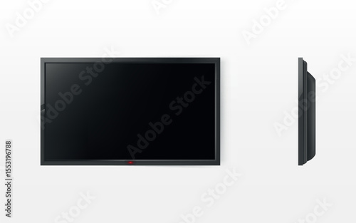 Tv screen, modern black lcd panel for hdtv, wide-screen display