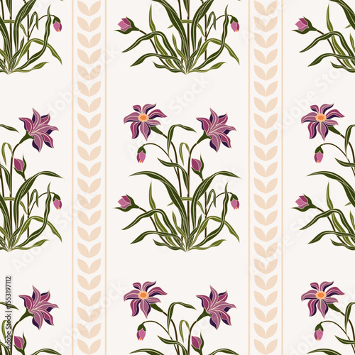 Vector Hand drawn colourful geometric flowers, seamless patterns with floral for fabric, textiles, clothing, wrapping paper, backdrop, banner, illustration, abstract backgrounds.
