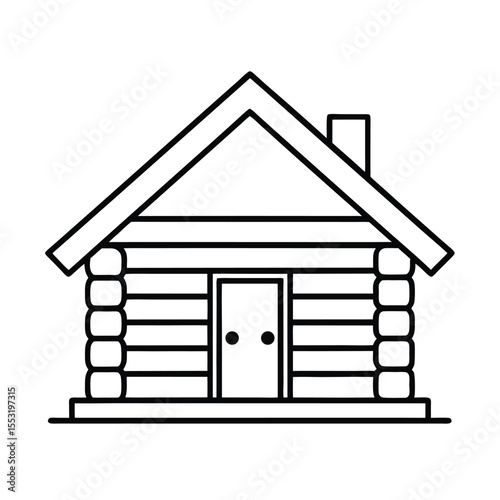 Line Art of a Log Cabin Icon Design Vector Illustration