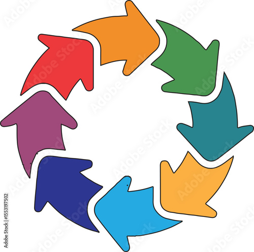Circular Arrows A Colorful Symbol of Continuous Process, Progress, and Renewal