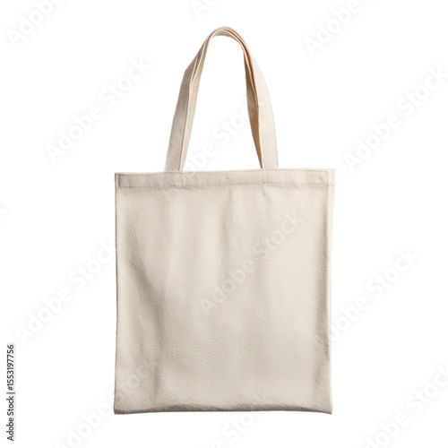 Reusable cotton tote bag folded flat. Isolated white background. Png format