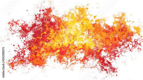 Fiery explosion abstract fire isolated on white background