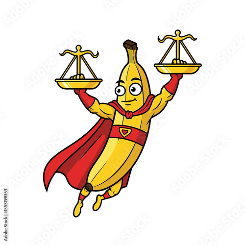 Cartoon banana superhero with scales