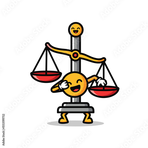 Funny cartoon balance scale illustration