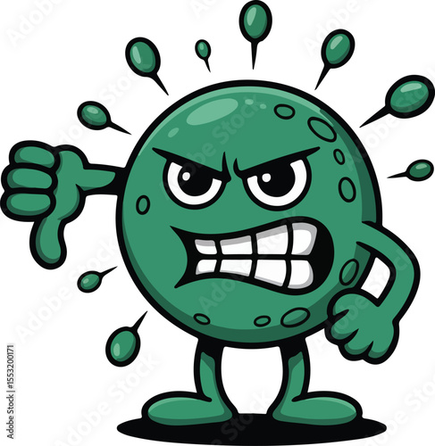 Stop the Threat virus thumbs down vector isolated transparent