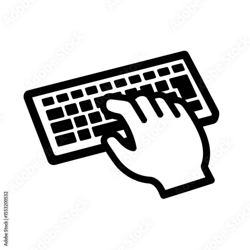 Hand typing on keyboard illustration