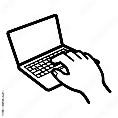 Hand using laptop illustration