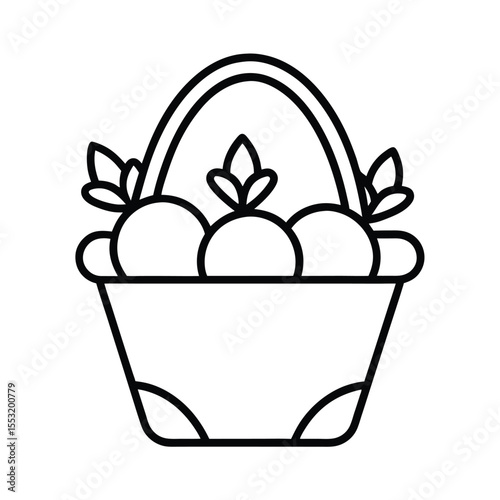 Line Art of a Vegetable Basket Icon Design Vector Illustration