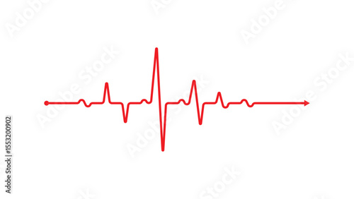 A red heartbeat line vector illustration on a transparent background. Perfect for medical concepts, healthcare, cardiology, and health monitoring designs.