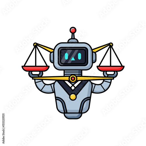 Robot holding balance scale illustration