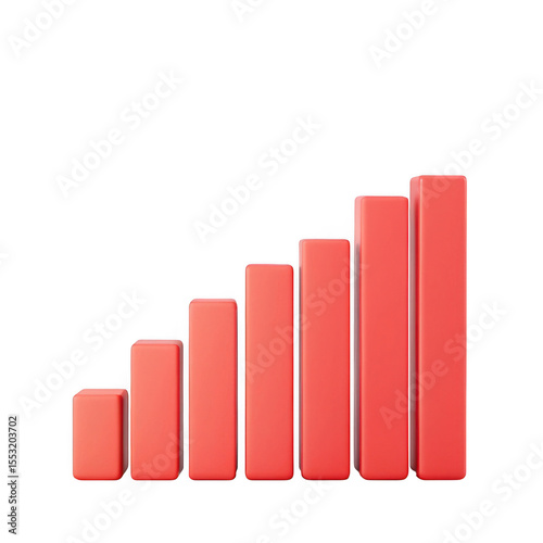 Free Download 3d realistic coral bar chart isolated on transparent background - GFXLoad