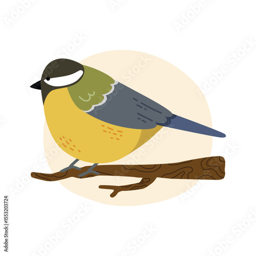 Cute Great Tit Bird Illustration Vector Clipart