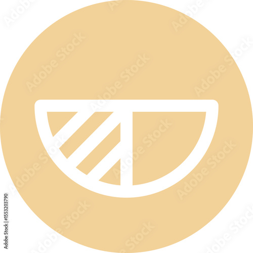 Semi-Circle Stripe Icon in Beige Circle Format