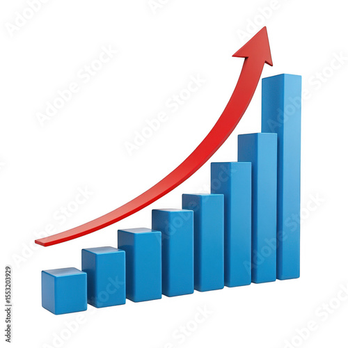 3d rising bar chart with red arrow isolated on transparent background Free Download 3d rising bar chart with red arrow isolated on transparent background - GFXLoad