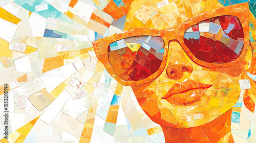 Artistic representation of global sun care awareness using sunshades, sunscreen art, and sunscreen labels (1)