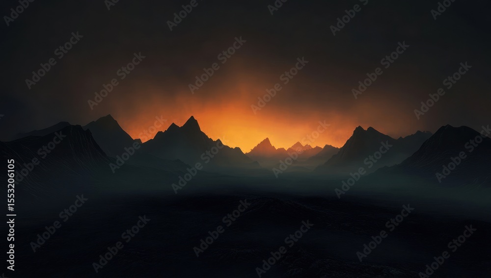 Obraz premium Silhouette of mountains at sunset.