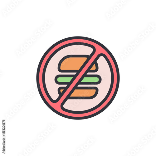 Symbolic Representation Of A Hamburger Crossed Out With A Red Circle