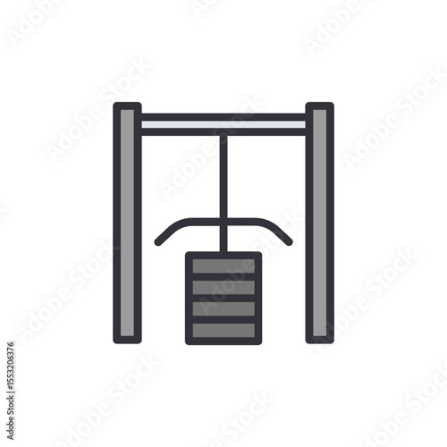 Stylized Gym Equipment Icon With Pulley And Stacked Weights