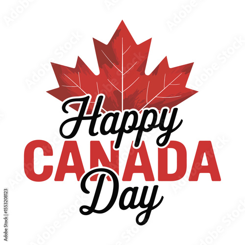 happy canada day greeting with red maple leaf background celebrating july 1st national holiday and canadian pride in patriotic design