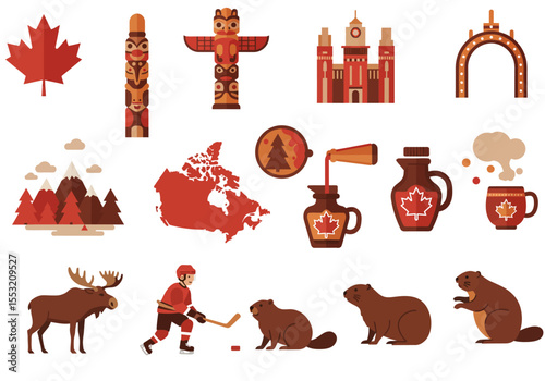 Set of symbol clipart Canada Day 1st of july vector illustration