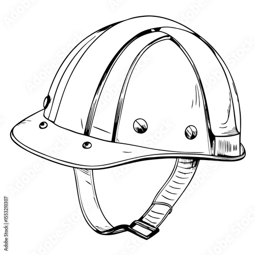 Hard hat in black and white sketch style