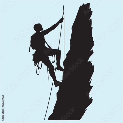 Black Silhouette of a Person Climbing