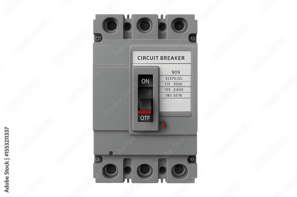 Fototapeta premium Industrial Circuit Breaker Isolated on Transparent Background (PNG)