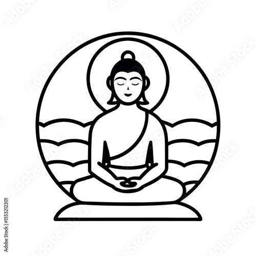 focus calm peace mindful line icon one