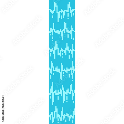Pixel art waterfall with splash – vertical stream with foam in retro 8-bit style