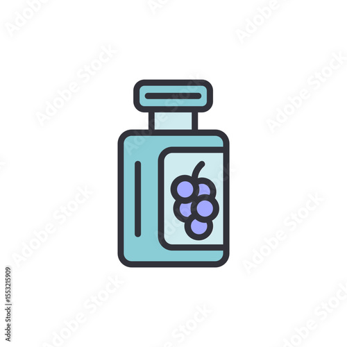 Glass Jar With Grapes Icon Representing Harvested Fruits And Jam Making