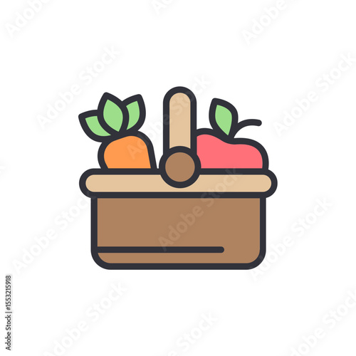 Vibrant Basket Filled With Healthy Harvested Produce Freshly Picked