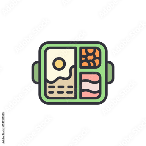 Vibrant Lunchbox Icon Featuring Diverse Compartments Of Food