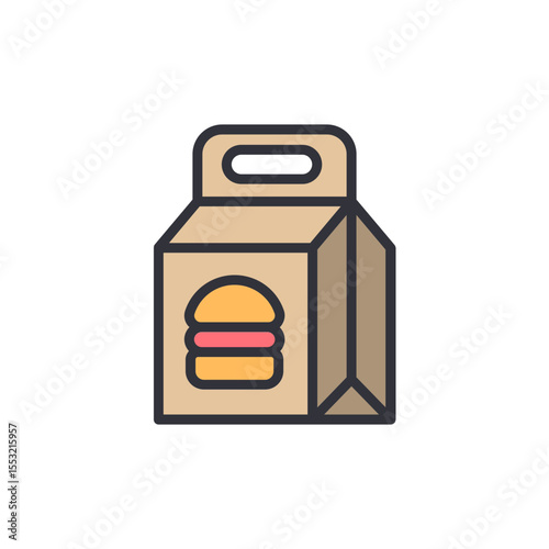 Burger Delivery Box Icon On A Transparent Layered Digital Art