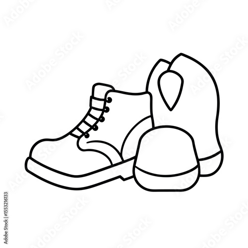 hiking boots minimal line art