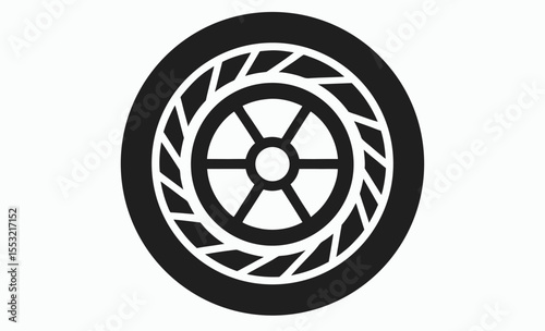 black tyre symbol icon, car tire vector, tread wheel illustration, silhouette icon, tire graphic emblem