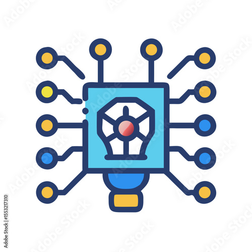 Supervised Learning Icon – AI Algorithm Concept Line Vector