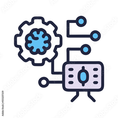 Supervised Learning Icon – AI Algorithm Concept Line Vector