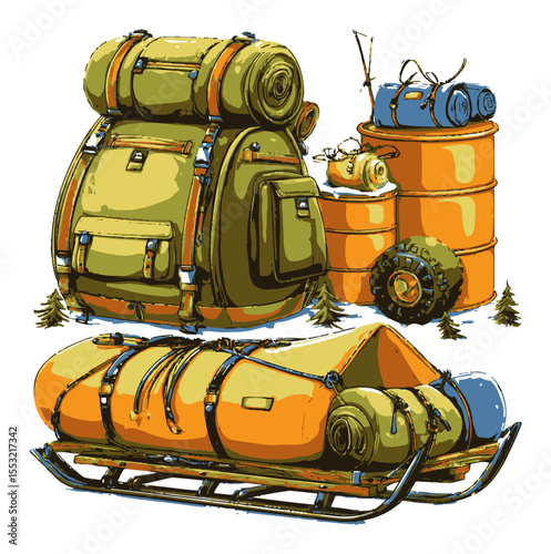 Adventure Gear for Outdoor Enthusiasts: Backpack, Raft and Supplies
