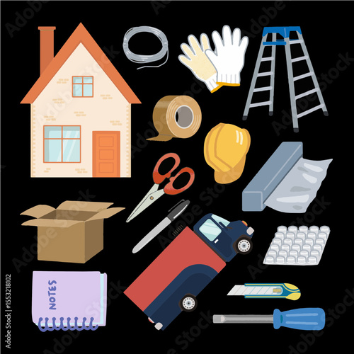 sticker design themed moving house