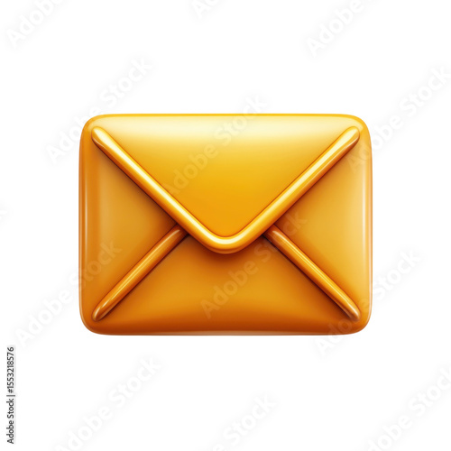 Golden Email 3D Render Message Concept Illustration Notification Contact on transparent background