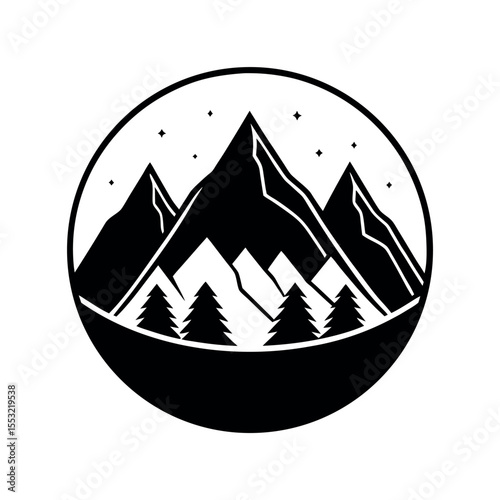 mountain adventure linear art icon