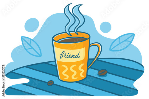 Personalized coffee mug design with custom name or photo illustration