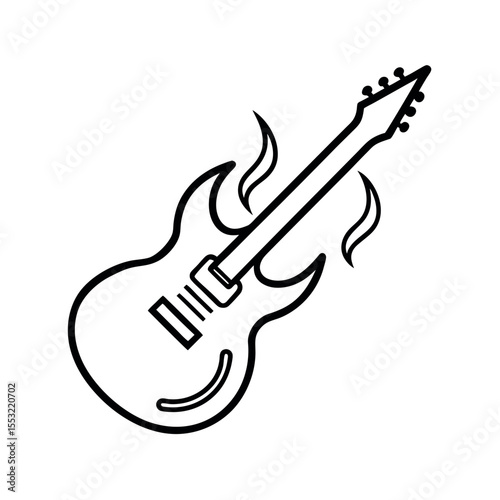 electric guitar fire outline drawing