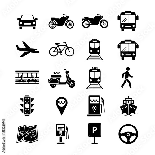 transportation icons set