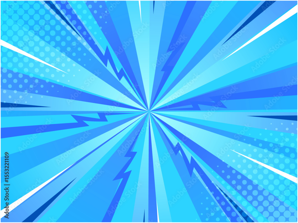 Obraz premium アメコミ風集中線ブルー