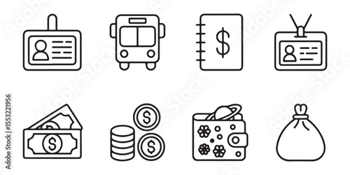 Financial & Transportation Icons A Collection of Line Art Graphics