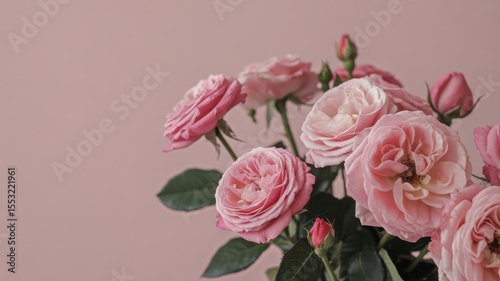 Wallpaper Mural Elegant pink roses against soft pink background Torontodigital.ca