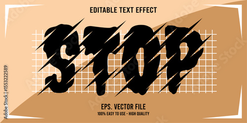 STOP colorful vector typography banner, Editable text effect
